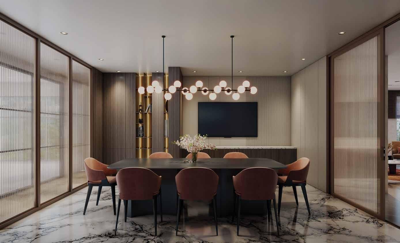 Sophisticated conference zone that converts into a vibrant dining area at Signum Niva